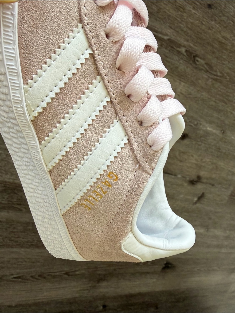 adidas Kids Pink and White Suede Sneakers - Picture 5 of 6